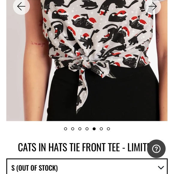 Blackmilk “CATS IN HATS TIE FRONT TEE” Size Small S NWT Xmas Christmas - Picture 3 of 13